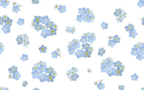 Seamless pattern with forget-me-not flowers, delicate small blue flowers of M Stock Illustration