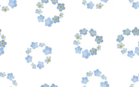 Seamless pattern with forget-me-not flowers folded into corollas, delicate My Stock Illustration