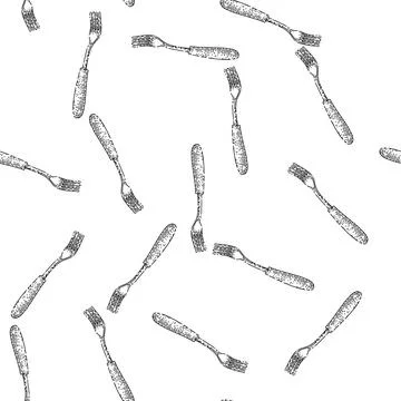 Seamless pattern fork cutlery sketch hand drawn Stock Illustration