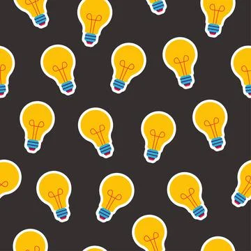 Seamless pattern in the form of light bulb stickers. Stock Illustration