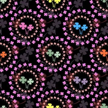 Seamless pattern with four leaf clover leaves on the white background Stock Illustration