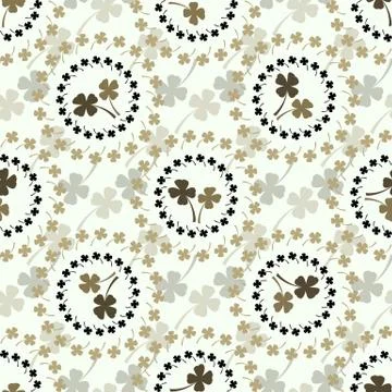 Seamless pattern with four leaf clover leaves on the white background Illustrazione stock