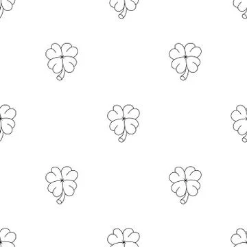 Seamless pattern with four leaf clover on white background. Lucky symbol. Vector イラスト素材