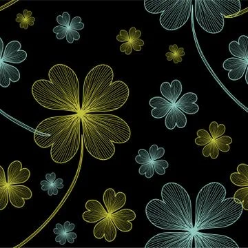 Seamless pattern with four leaf lucky clovers Illustrazione stock