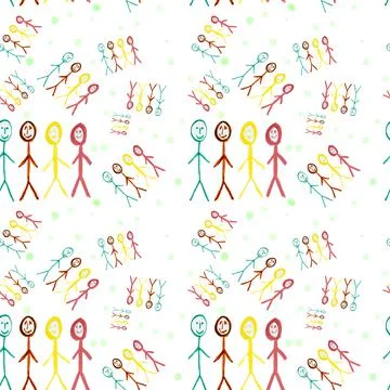 Seamless pattern of four multicolored people, as a symbol of the diversity of Stock Illustration