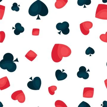 Seamless pattern with four playing cards symbols. Stock Illustration