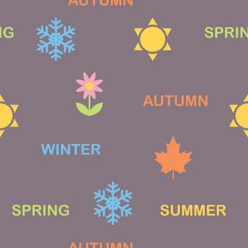 Seamless pattern four seasons winter spring summer fall Stock Illustration