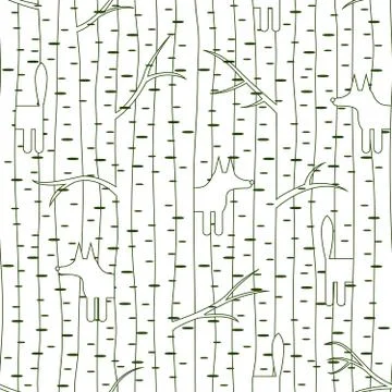 Seamless pattern with fox in forest Illustrazione stock