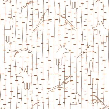 Seamless pattern with fox in forest Illustrazione stock