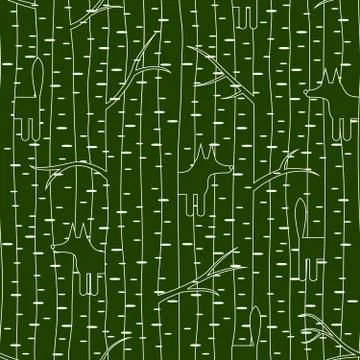 Seamless pattern with fox in forest Illustrazione stock