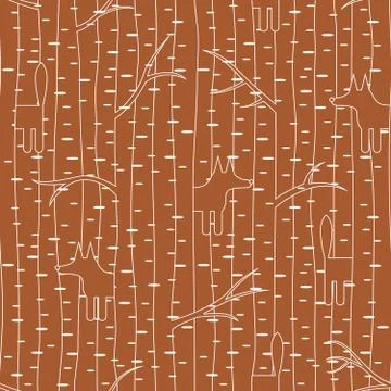 Seamless pattern with fox in forest イラスト素材