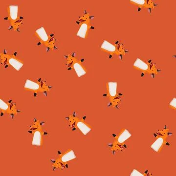 Seamless pattern fox hand puppet cartoon vector Stock Illustration