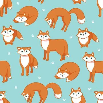 Seamless pattern with foxes for textile, fablic, paper and clothes. Vector Stock-Illustration