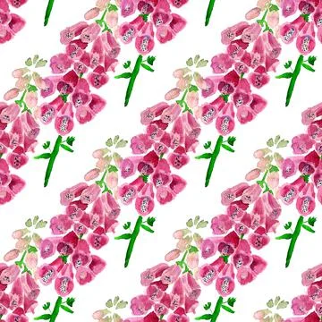 Seamless pattern with foxglove flower Stock Illustration