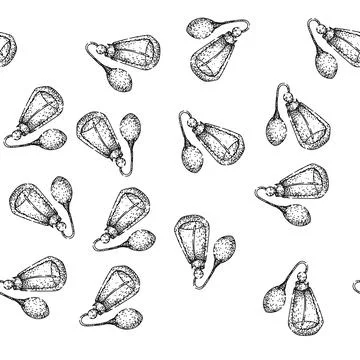 Seamless pattern fragrance perfume automizer sketch hand drawn Illustrazione stock