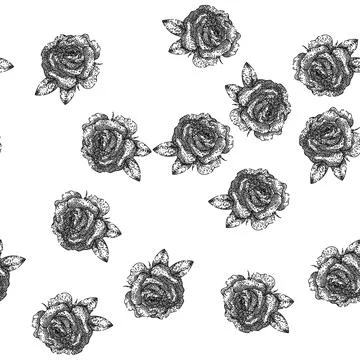 Seamless pattern fragrance rose sketch hand drawn Stock Illustration