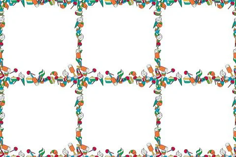 Seamless pattern. Frame doodle. Illustration in white, black and orange colors. Stock Illustration