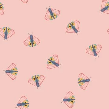 Seamless pattern free boho moth cartoon vector 스톡 일러스트