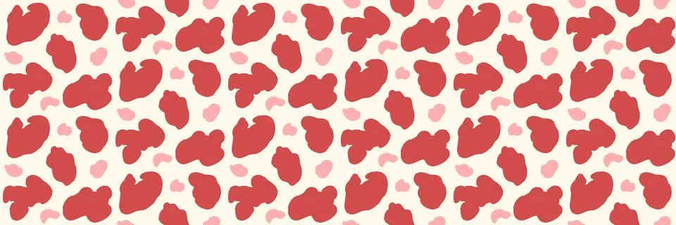 Seamless pattern with freeform red coquette print and organic blob. Bold free Stock Illustration