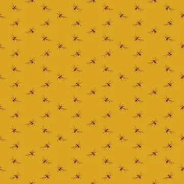 Seamless pattern of freehand sketch of flying bees, drawn and digitized, in two イラスト素材