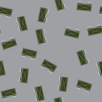 Seamless pattern freight train wagon carrying cargo goods Stock Illustration