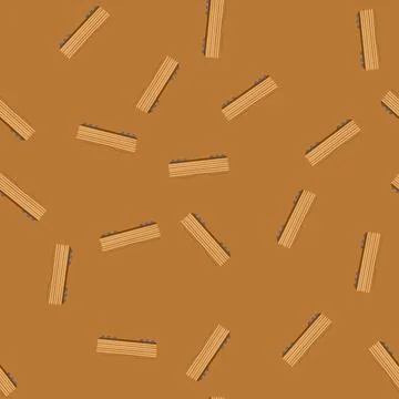 Seamless pattern freight train wagon transporting stacked wood planks Stock Illustration