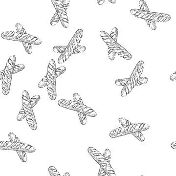 Seamless pattern french bread sketch hand drawn Stock Illustration