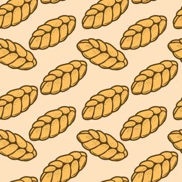 Seamless pattern with fresh bread illustrations. Design element イラスト素材