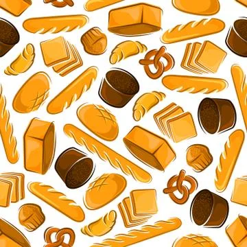 Seamless pattern of fresh bread products Stockillustratie