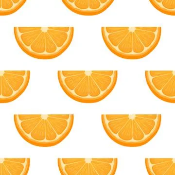 Seamless pattern with fresh bright exotic cut slice tangerine or mandarin iso Stock Illustration