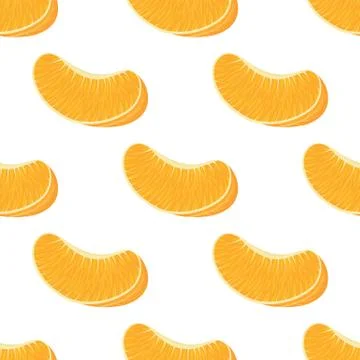 Seamless pattern with fresh bright exotic slice tangerine or mandarin isolate Stock Illustration