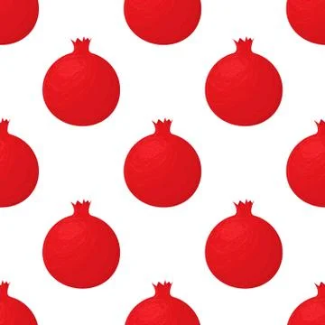 Seamless pattern with fresh bright exotic whole pomegranate on white backgrou Stock Illustration