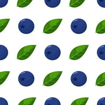 Seamless pattern with fresh bright exotic blueberries on white background. Su Stock Illustration