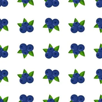 Seamless pattern with fresh bright exotic blueberries on white background. Su Stock Illustration