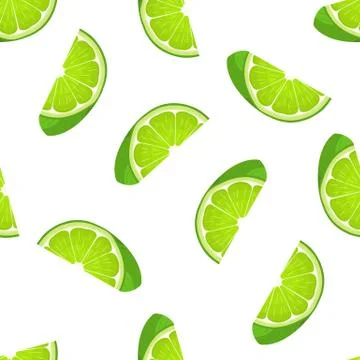 Seamless pattern with fresh bright exotic cut slice lime fruit on white backg Illustrazione stock