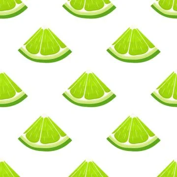 Seamless pattern with fresh bright exotic cut slice lime fruit on white backg Stock Illustration
