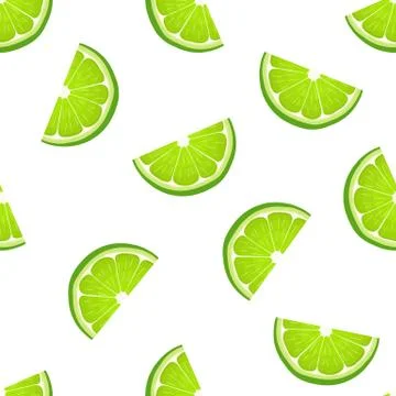Seamless pattern with fresh bright exotic cut slice lime fruit on white backg Illustrazione stock