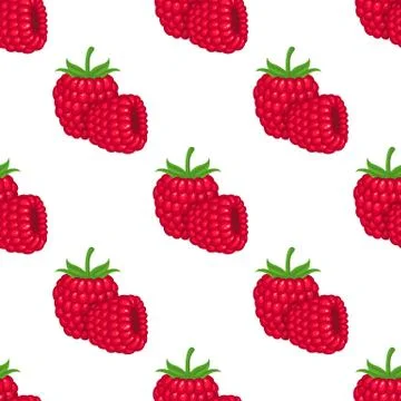 Seamless pattern with fresh bright exotic whole raspberry on white background Stock Illustration