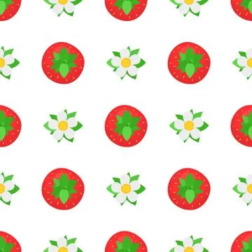 Seamless pattern with fresh bright exotic whole strawberries view from above  Stock Illustration