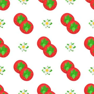 Seamless pattern with fresh bright exotic whole strawberries view from above  Stock Illustration