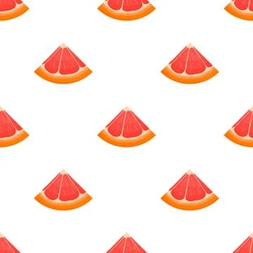 Seamless pattern with fresh bright exotic cut slice grapefruit isolated on wh Stock Illustration