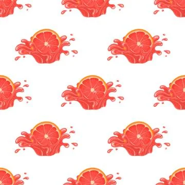 Seamless pattern with fresh bright grapefruit juice splash burst isolated on  Stock Illustration
