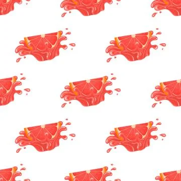 Seamless pattern with fresh bright grapefruit juice splash burst isolated on  Stock Illustration