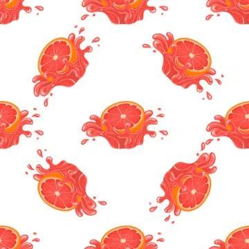 Seamless pattern with fresh bright grapefruit juice splash burst isolated on  Stock Illustration