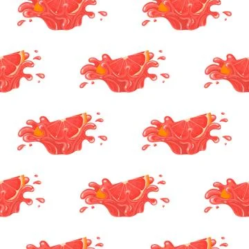 Seamless pattern with fresh bright grapefruit juice splash burst isolated on  Stock Illustration