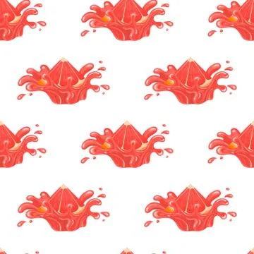 Seamless pattern with fresh bright grapefruit juice splash burst isolated on  Illustrazione stock
