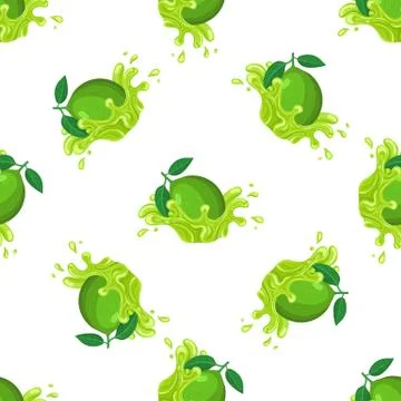 Seamless pattern with fresh bright lime juice splash burst isolated on white  Stock Illustration