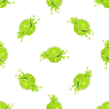 Seamless pattern with fresh bright lime juice splash burst isolated on white  Stock Illustration