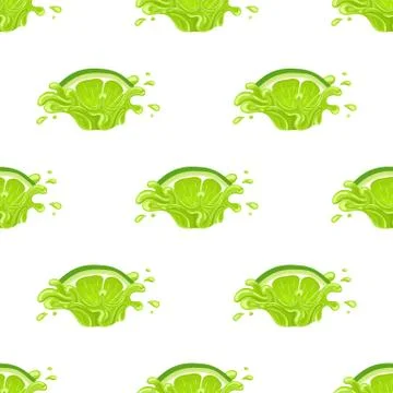 Seamless pattern with fresh bright lime juice splash burst isolated on white  Stock Illustration