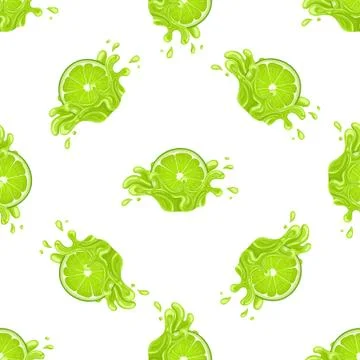 Seamless pattern with fresh bright lime juice splash burst isolated on white  Stock Illustration